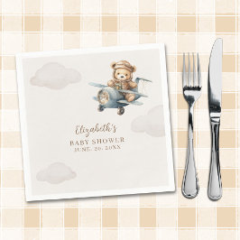 Cute Watercolor Bear Baby Shower party Servet