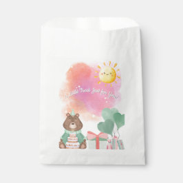 Cute Watercolor Bear Birthday Favor Box Bedankzakje