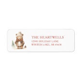 Cute Watercolor Beer Kerst Retouradres Etiket (Voorkant)
