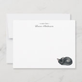 Cute watercolor Black cat personalized flat  Bedankkaart (Voorkant)