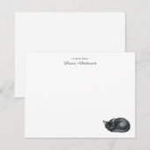 Cute watercolor Black cat personalized flat  Bedankkaart (Voorkant / Achterkant)