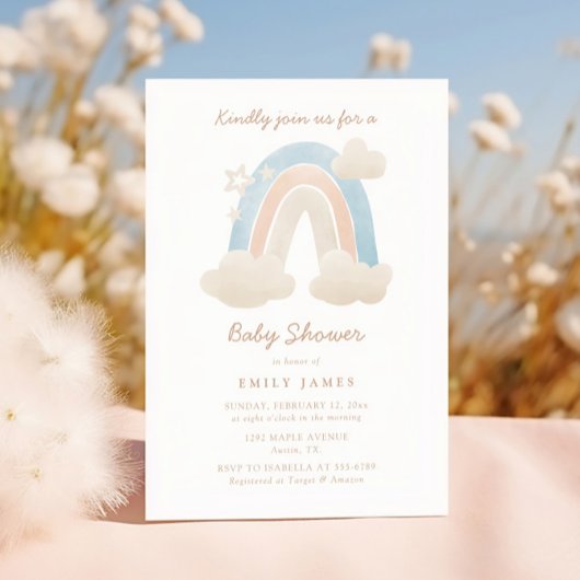 Cute Watercolor Boho Regenboog Baby Shower Kaart