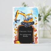 Cute Watercolor Bouw Verjaardag Bedankkaart (Staand voorkant)