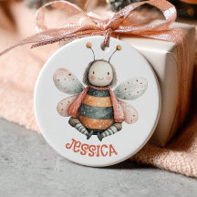 Cute Watercolor Bumble Bee with Name& Photo 