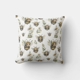 Cute Watercolor Bumblebee Design | Soft Pastel Bee Kussen