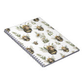 Cute Watercolor Bumblebee Design | Soft Pastel Bee Notitieboek (Rechterzijde)