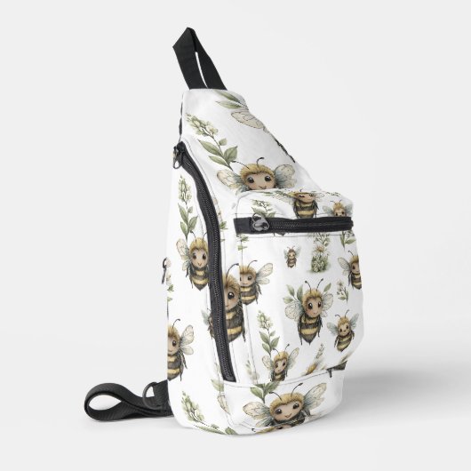 Cute Watercolor Bumblebee Design | Soft Pastel Bee Sling Bag (Linkerhoek)