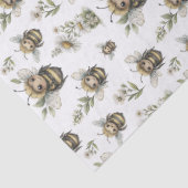 Cute Watercolor Bumblebee Design | Soft Pastel Bee Tissuepapier (Detail)