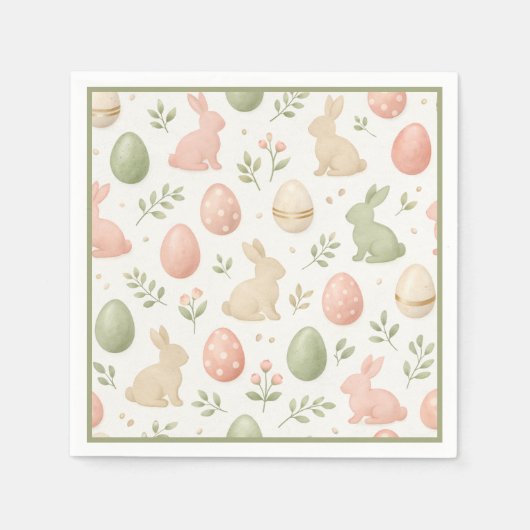 Cute Watercolor Bunny Floral Easter Brunch Servet (Voorkant)