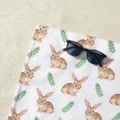 Cute Watercolor Bunny Pattern With Custom Name Strandlaken (In situ)