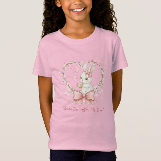Cute Watercolor Bunny - Personalized Kids Apparel T-shirt (Voorkant)