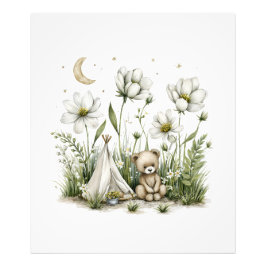 Cute Watercolor Bunny Rabbit with Moon and Stars Foto Afdruk