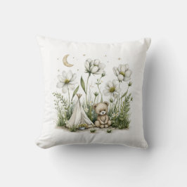 Cute Watercolor Bunny Rabbit with Moon and Stars Kussen