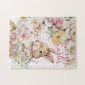 Cute Watercolor Bunny | Spring Flowers  Legpuzzel (Horizontaal)
