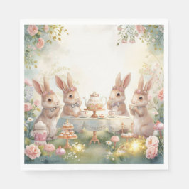 Cute Watercolor Bunny Tea Party Garden Napkins Servet