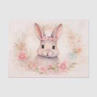 Cute Watercolor Bunny with Flowers Tissuepapier