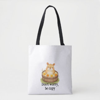 Cute Watercolor Capybara in Hot Tub with Oranges & Tote Bag