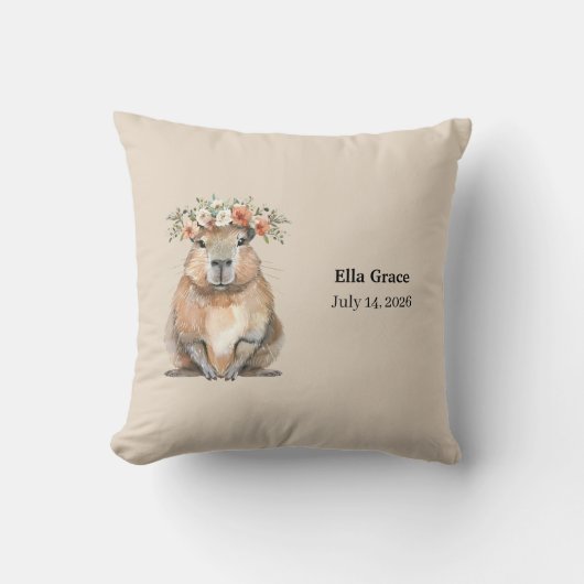 Cute Watercolor Capybara Kussen (Voorkant)