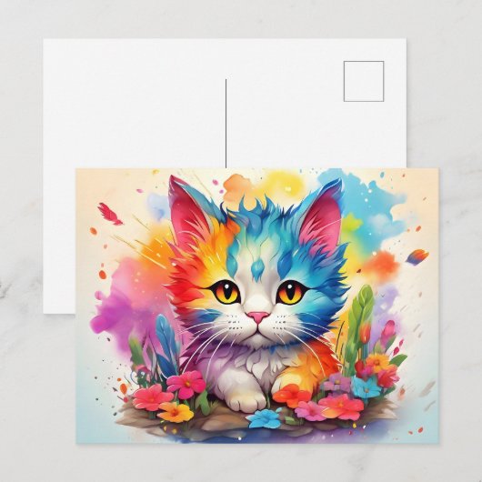 Cute Watercolor Cat # 9 Briefkaart (Voorkant / Achterkant)