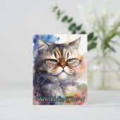 Cute Watercolor Cat Wearing Glasses Greeting Card Kaart (Staand voorkant)