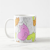 Cute Watercolor Cats Doodle Pattern Koffiemok (Links)