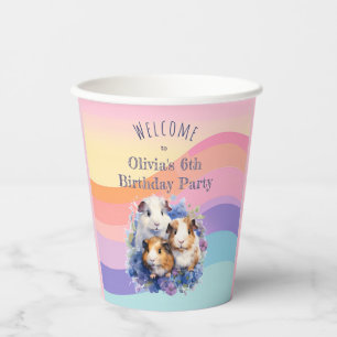 Cute Watercolor Cavia's Kinderverjaardagsfeestje Papieren Bekers
