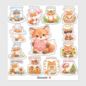 Cute Watercolor Chibi Red Fox Monthly Milestone  Sticker (Vel)