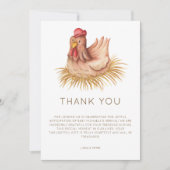 Cute Watercolor Chicken Baby Shower Bedankkaart (Voorkant)