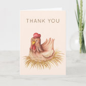 Cute Watercolor Chicken  Bedankkaart (Voorkant)