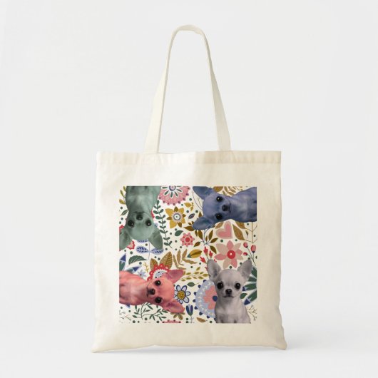 Cute Watercolor Chihuahuas – Colorful Dog Tote Bag (Voorkant)