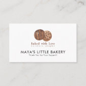 Cute Watercolor Chocolate Cookie Bakery Loyalty Visitekaartje (Voorkant)