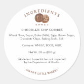 Cute Watercolor Chocolate Cookie Ingredient  Ronde Sticker (Voorkant)