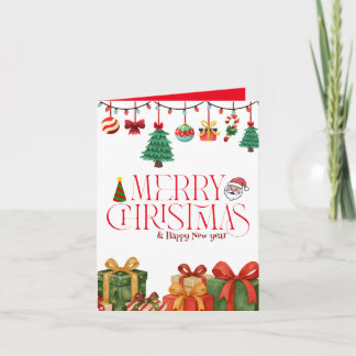 Cute Watercolor Christmas Gifts Folded Card Kaart