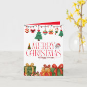 Cute Watercolor Christmas Gifts Folded Card Kaart (Gele Bloem)