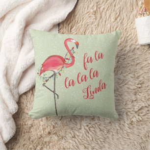 Cute Watercolor Christmas Pink Flamingo Kussen