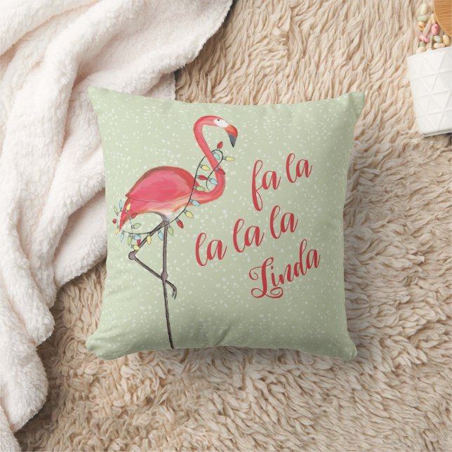 Cute Watercolor Christmas Pink Flamingo Kussen (Deken)