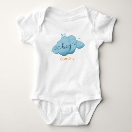 Cute Watercolor Cloud Baby Boy Baby Bodysuit (Voorkant)