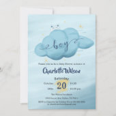 Cute Watercolor Cloud Baby Boy Shower Kaart (Voorkant)
