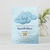 Cute Watercolor Cloud Baby Boy Shower Kaart (Staand voorkant)