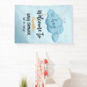 Cute Watercolor Cloud Baby Boy Shower Spandoek (Insitu)