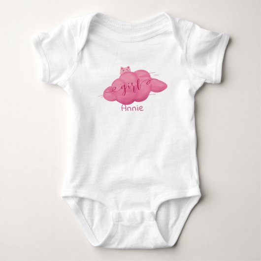 Cute Watercolor Cloud Baby Girl Romper (Voorkant)
