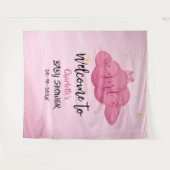 Cute Watercolor Cloud Baby Girl Shower Backdrop Wandkleed (Voorkant (horizontaal))