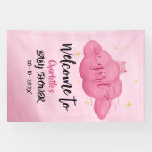 Cute Watercolor Cloud Baby Girl Shower Banner (Horizontaal)