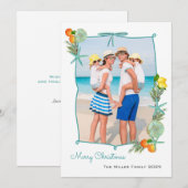 Cute Watercolor Coastal Christmas Photo Feestdagenkaart (Voorkant / Achterkant)