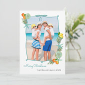 Cute Watercolor Coastal Christmas Photo Feestdagenkaart (Staand voorkant)