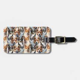 Cute Watercolor Corgi Dog Pattern                  Bagagelabel