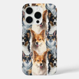 Cute Watercolor Corgi Dog Pattern                  iPhone 16 Pro Hoesje