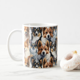 Cute Watercolor Corgi Dog Pattern                  Koffiemok
