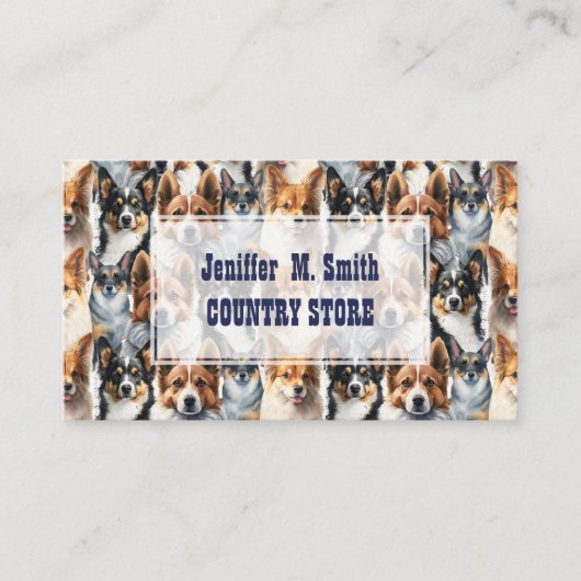 Cute Watercolor Corgi Dog Pattern                  Visitekaartje (Voorkant)