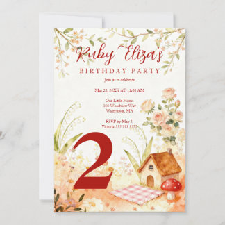 Cute Watercolor Cottagecore Child Birthday  Kaart